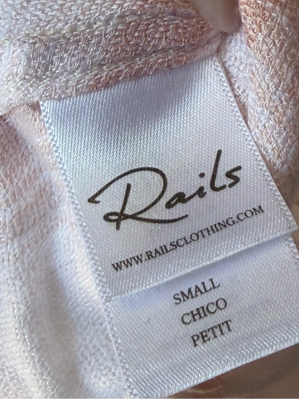 Rails Oversized Blush Pink & White Plaid Button Up Shirt Size S - Picture 4 of 6